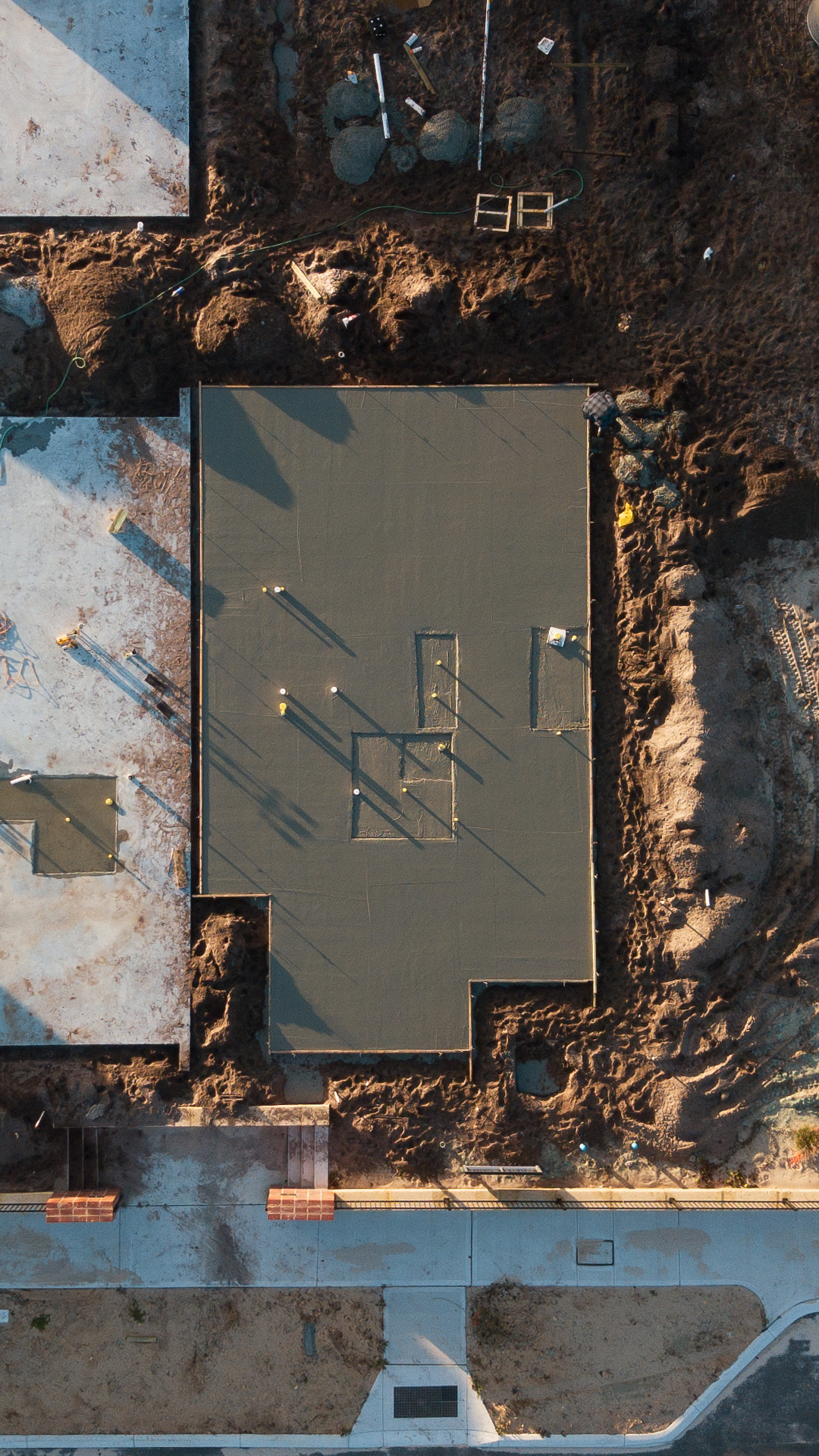 Aerial view of new slabs across the estate
